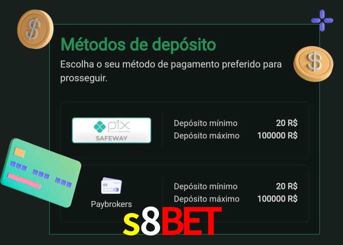 O cassino s8bet oferece uma grande variedade de métodos de pagamento